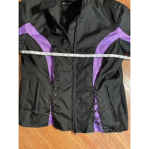 LADIES SZ L PURPLE BLACK BIKER JACKET HARLEY QUINN JOKER COSPLAY CORSET Y2K PUNK - Picture 4 of 13